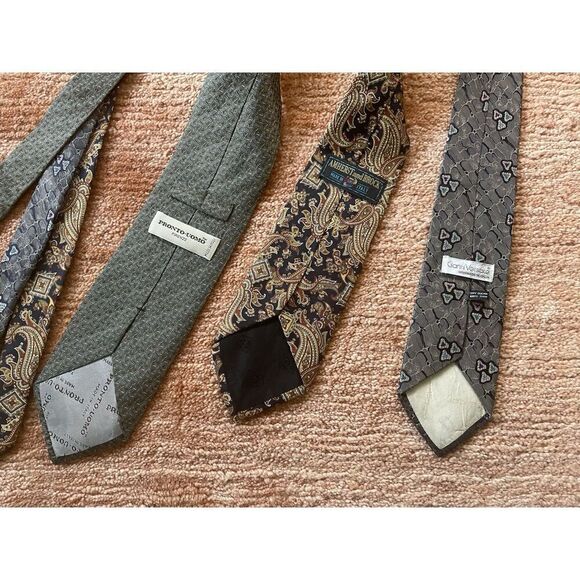Lot of 3 Silk Neckties Gianni Versace, Pronto Uomo, Amherst & Brock Italy - Picture 2 of 3